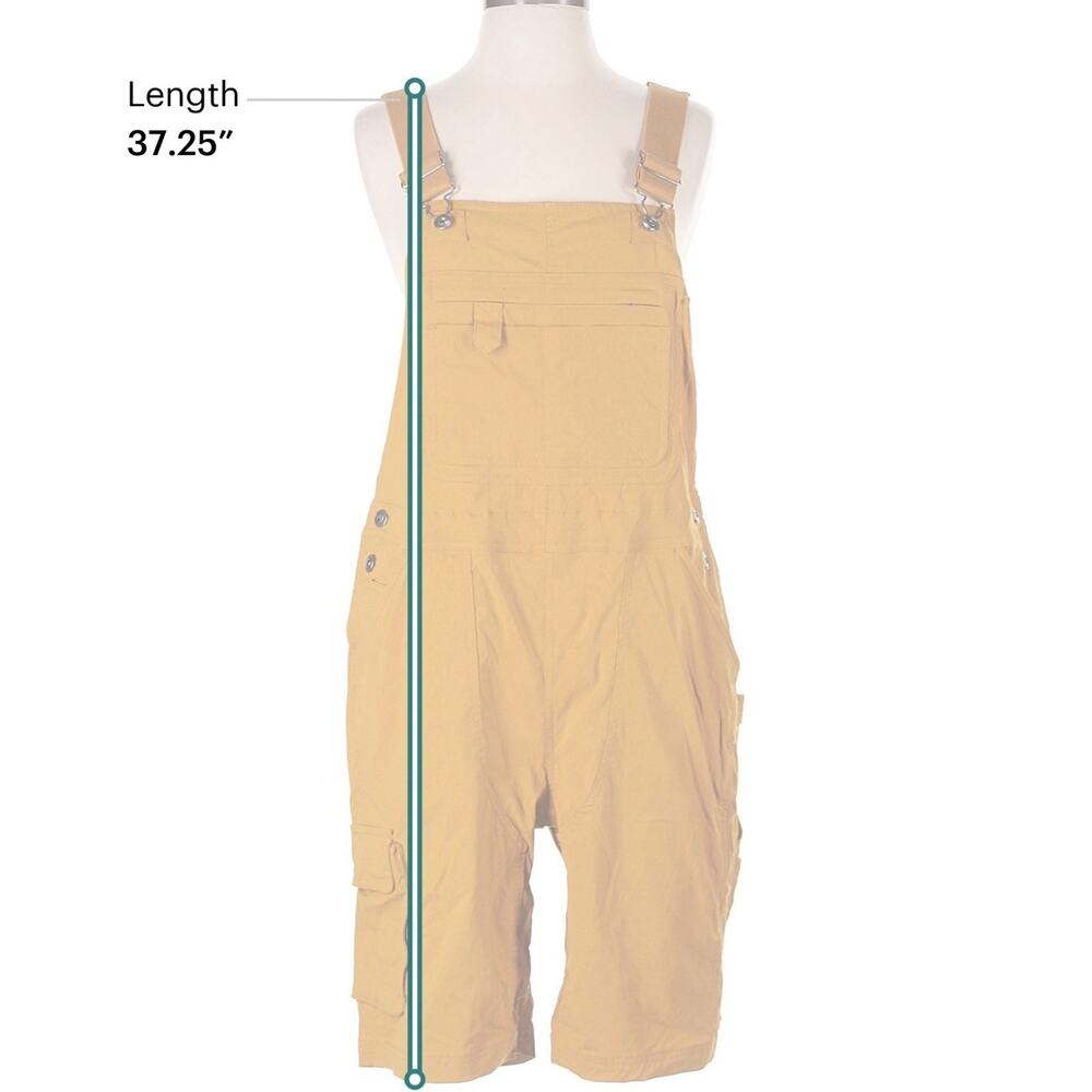 Duluth Trading Co Women S Shortall Mustard Yellow Utility Short Overalls Romper - Picture 5 of 6